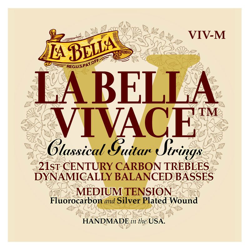 La Bella VIV-M Vivace Fluorocarbon Classical Guitar Strings – Medium Tension