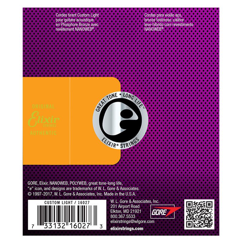 ELIXIR Nanoweb Custom Light Phosphor Bronze 11-52 Set (16027)