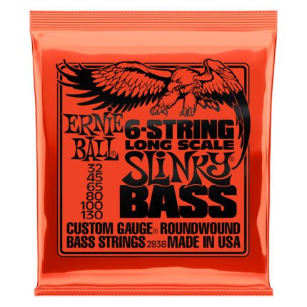 ERNIEBALL Slinky Long Scale 6-String Nickel Wound Electric Bass Strings 32-130