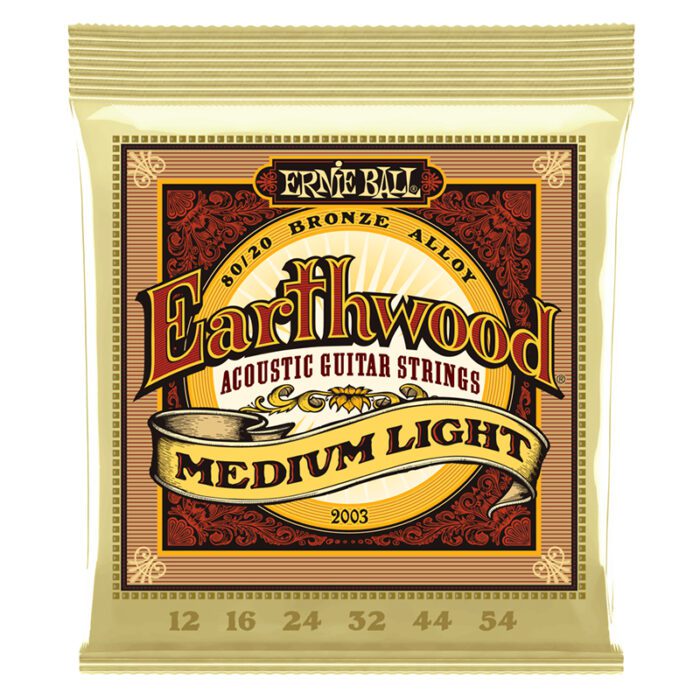 ERNIEBALL Earthwood Medium Light 80/20 Bronze Acoustic Guitar Strings 012-054 Gauge