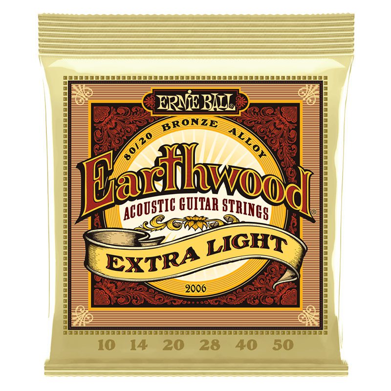 ERNIEBALLEarthwood Extra Light 80/20 Bronze Acoustic Guitar Strings 10-050 Gauge