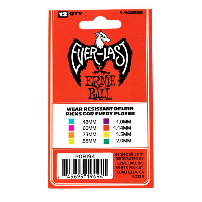 Ernie Ball Red 1.14mm Everlast Picks 12-Pack (P09194)