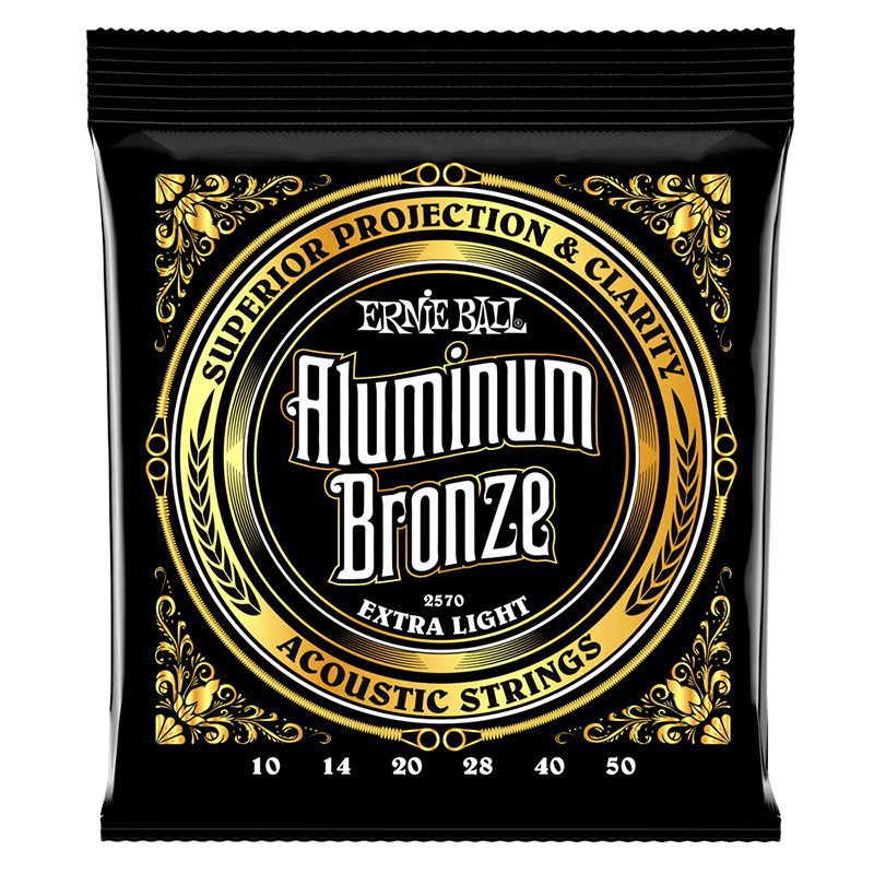 ERNIEBALL Extra Light Aluminum Bronze Acoustic Guitar Strings - 10-50 Gauge (P02570)
