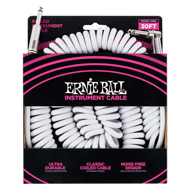 ERNIEBALL 30' Coiled Straight / Angle Instrument Cable - White 9m (P06045) ERNIEBALL 30' Coiled Straight / Angle Instrument Cable - White 9m (P06045)