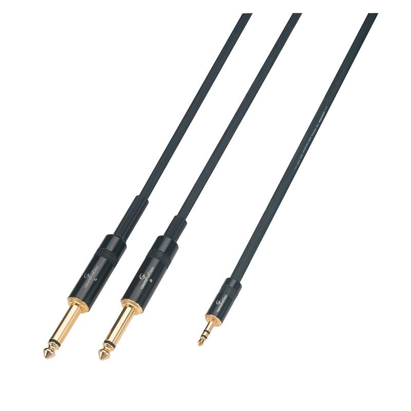 SOUNDSATION Wiremaster adapter cable Mini jack stereo 3,5 - 2 x Jack 6,3 Mono / 1.5mt WM-MJ2J15