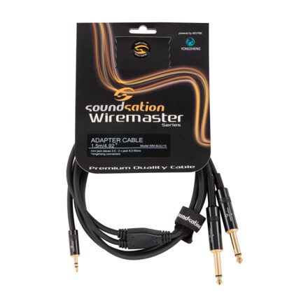 SOUNDSATION Wiremaster adapter cable Mini jack stereo 3,5 - 2 x Jack 6,3 Mono / 1.5mt WM-MJ2J15