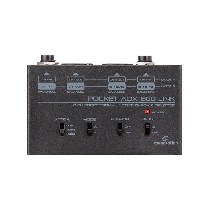 SOUNDSATION ADX-800 Active 2-Channel DI-Box & Splitter