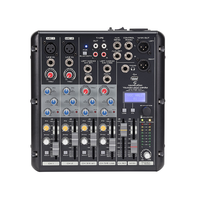 SOUNDSATION YOUMIX-202 6-Channel Professional Mixer with Media Player, BT and Digital Multi-Effect