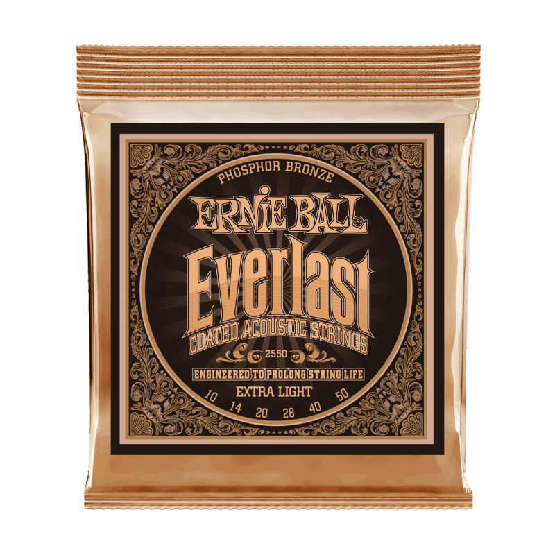 Ernie Ball Everlast Coated Phosphor Bronze Extra Light Acoustic Guitar Strings - 10-50 Gauge P02550
