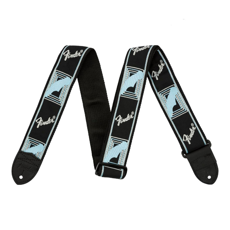 Fender® 2 Monogrammed Strap Black/Light Grey/Blue 0990681502