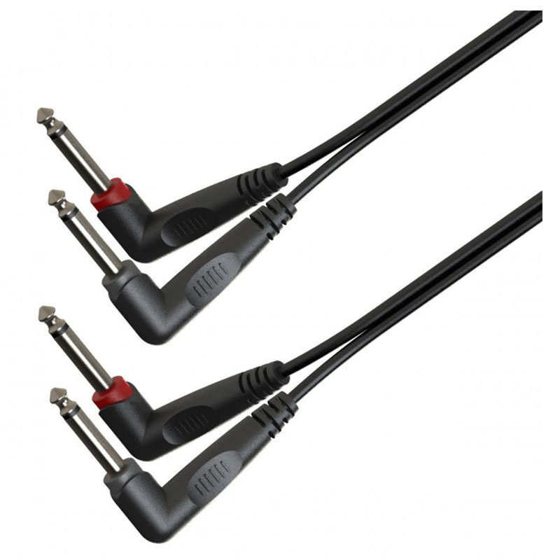 SOUNDSATION GL-2AJM2AJM06 Adapter Cable 2x6.3mm Angled Jack Male Mono - 2x6.3mm Angled Jack male Mono 0.6mt