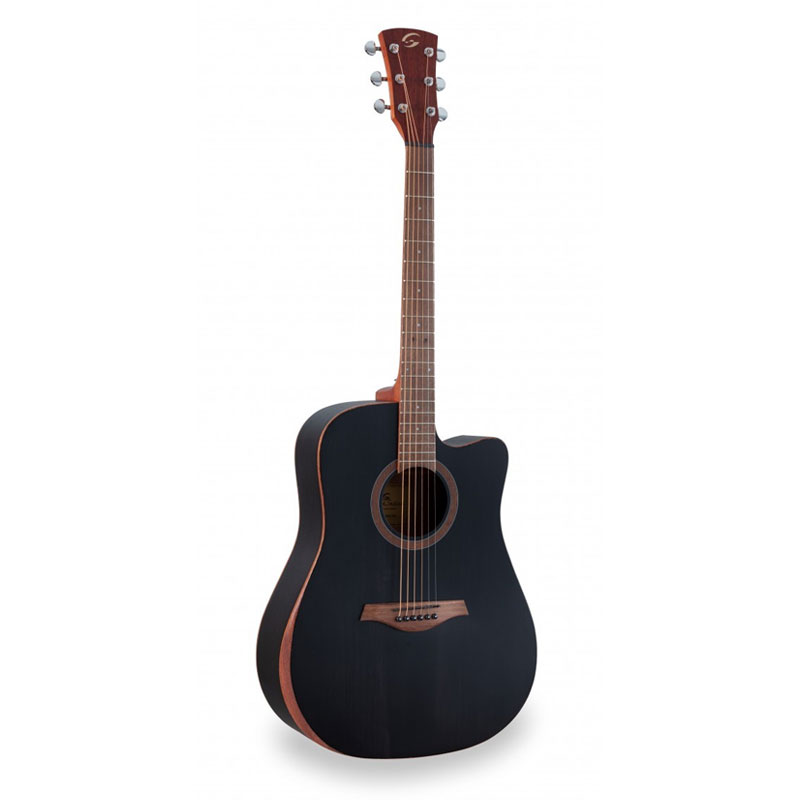 SOUNDSATION [EDGE ST DNCE-TBK] Dreadnought Cutaway Acoustic Guitar With Mahogany Armrest And Preamp