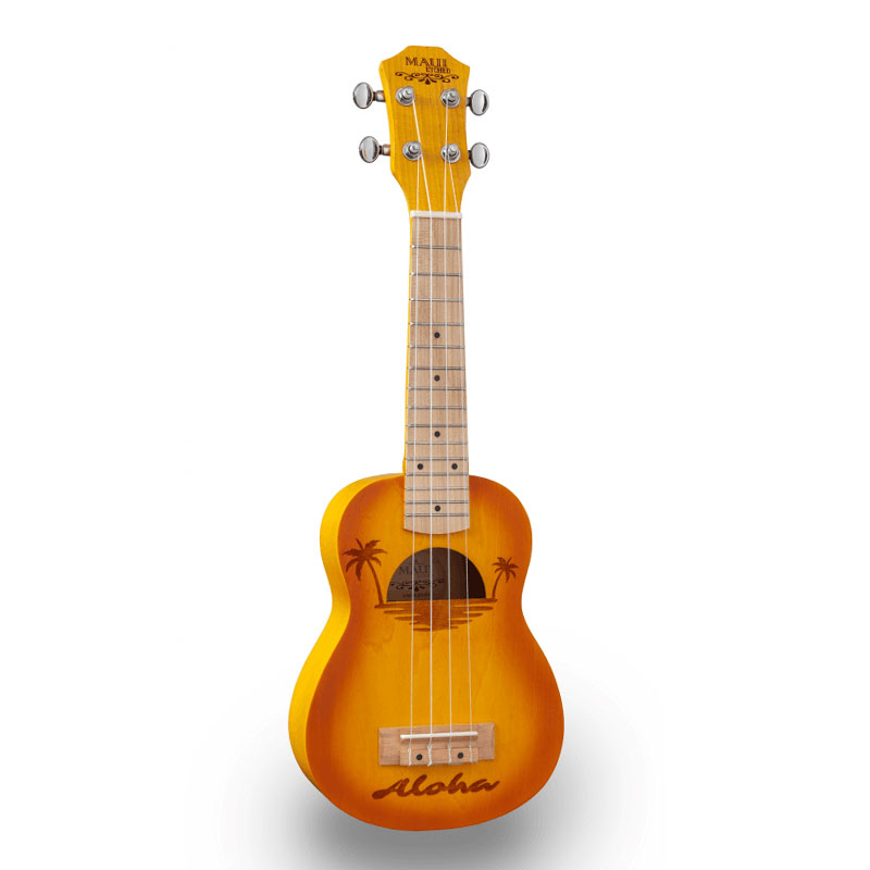 SOUNDSATION [ETCHED S-YW] Soprano Ukulele With Inlaid Drawing And Bag