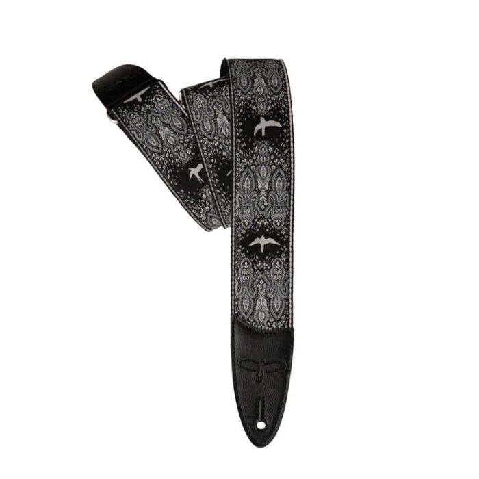 PRS 2 Guitar Strap, Custom Jacquard Birds Fleur, Charcoal