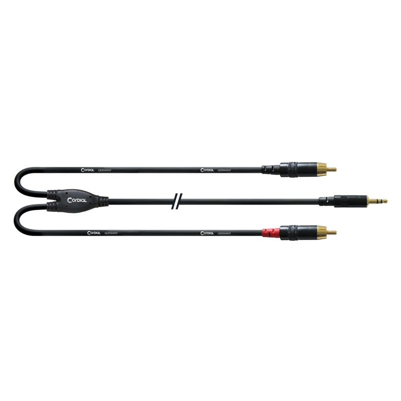 CORDIAL CFY 3 WCC Short Split Mini Jack To 2 RCA Black 3m