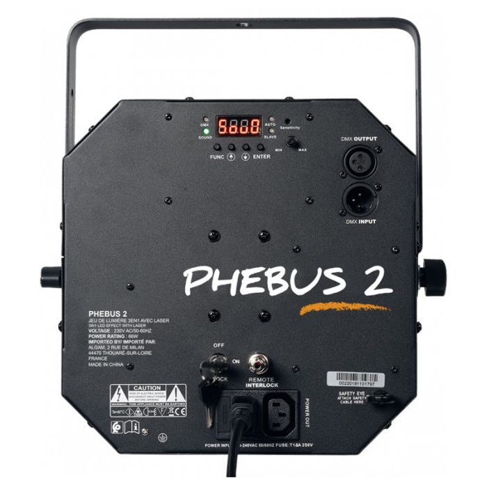ALGAM PHEBUS2 3-in-1 Combo LED Light Effect – Derby, Strobe or Wash, Laser