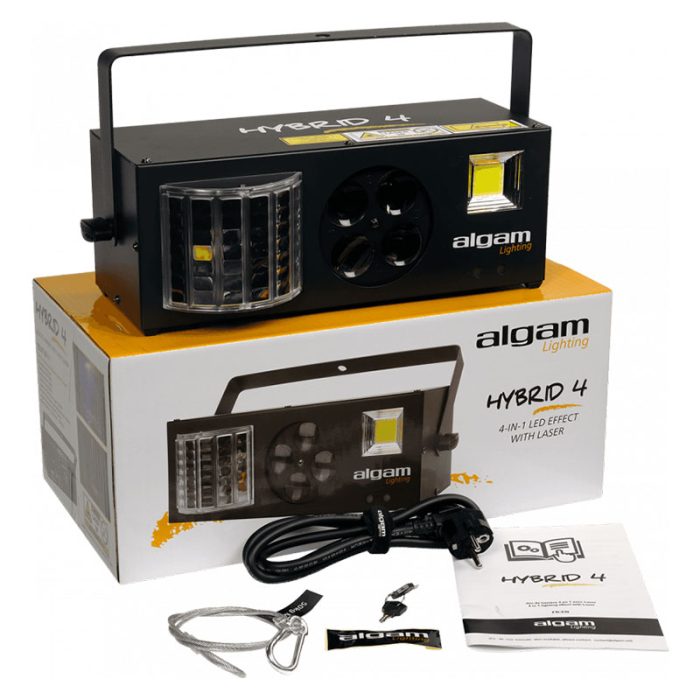 ALGAM HYBRID4 4-in-1 Combo LED Light Effect – Derby, Strobe, Gobo, Laser