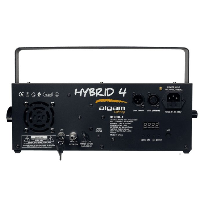 ALGAM HYBRID4 4-in-1 Combo LED Light Effect – Derby, Strobe, Gobo, Laser