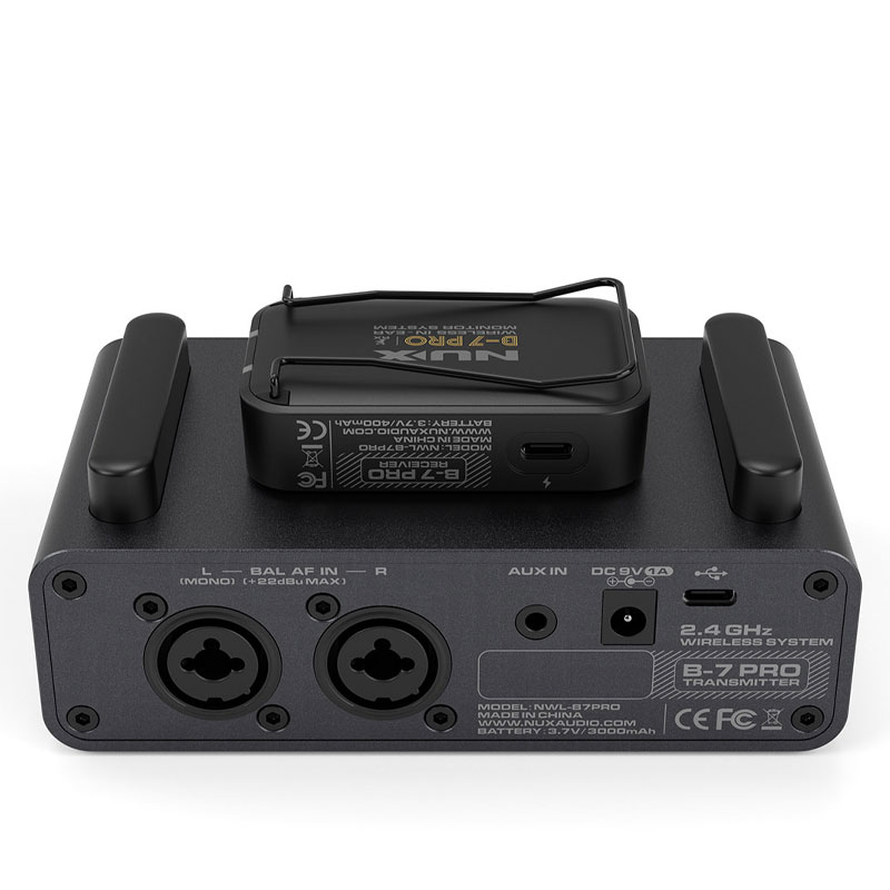 NUX B-7 Pro Stereo Wireless in-Ear Monitor System, 24-bit 48 kHz Stereo Audio, 2.4 GHz