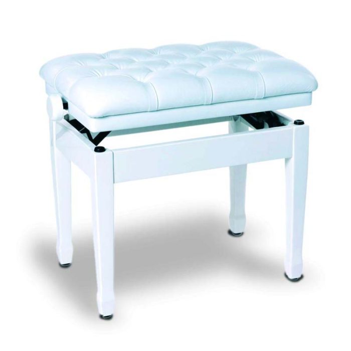 FEURICH hydraulic WHITE polish piano bench -breathable imitation leather,large compartment