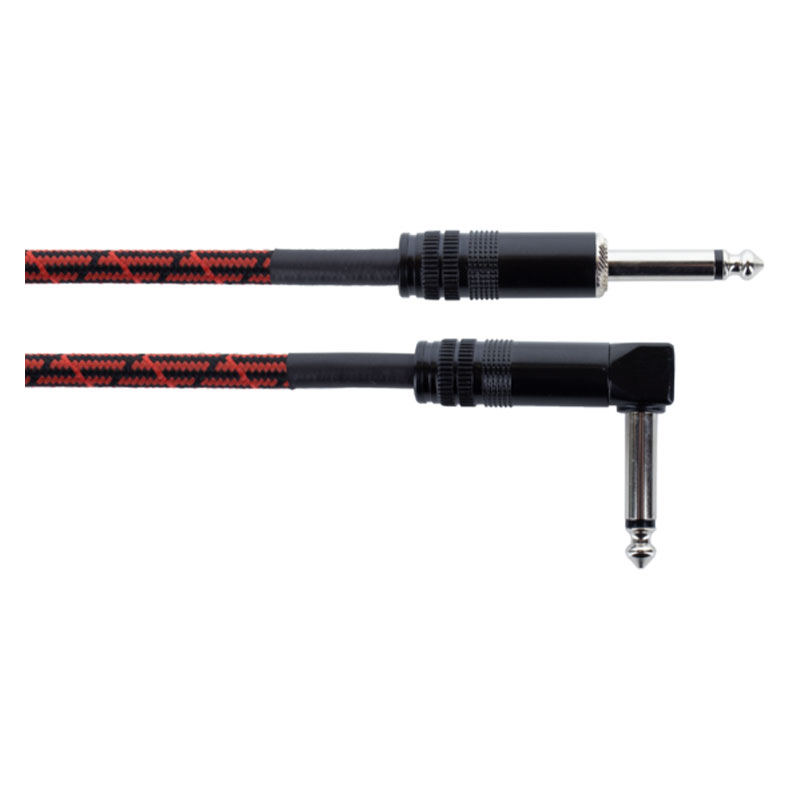Cordial EI 3 PR-Tweed-RD Elements Jack 6.3TS Mono Male To Jack 6.3TS Mono Male Angled 3m