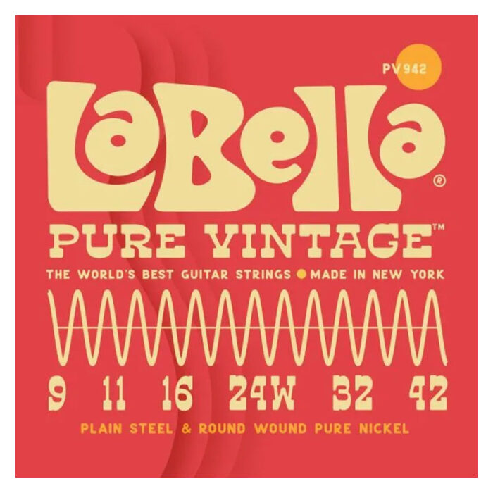 La Bella Pure Vintage PV942 STRINGS Set for Electric Guitar 9-42