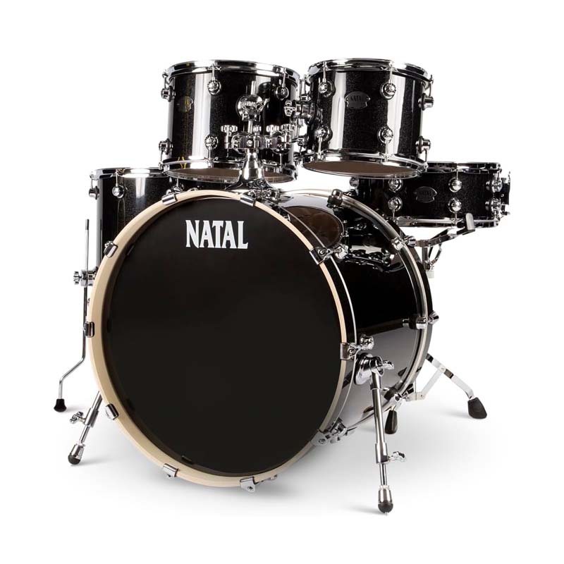 Natal KAR-UF22-BLS Arcadia Serie 5-Piece Drum Set with Hardware - Black Sparkle Natal KAR-UF22-BLS Arcadia Serie 5-Piece Drum Set with Hardware - Black Sparkle