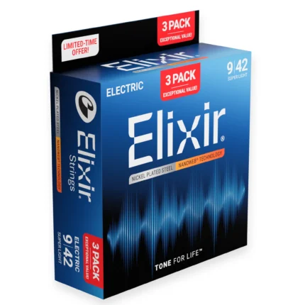 ELIXIR NANOWEB 3 PACK 9-42 ELECTRIC GUITAR STRINGS