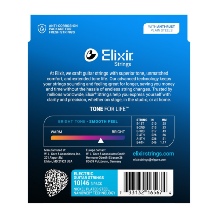 ELIXIR NANOWEB 3 PACK 10-46 ELECTRIC GUITAR STRINGS