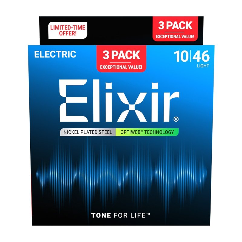 ELIXIR OPTIWEB 3 PACK 10-46 ELECTRIC GUITAR STRINGS