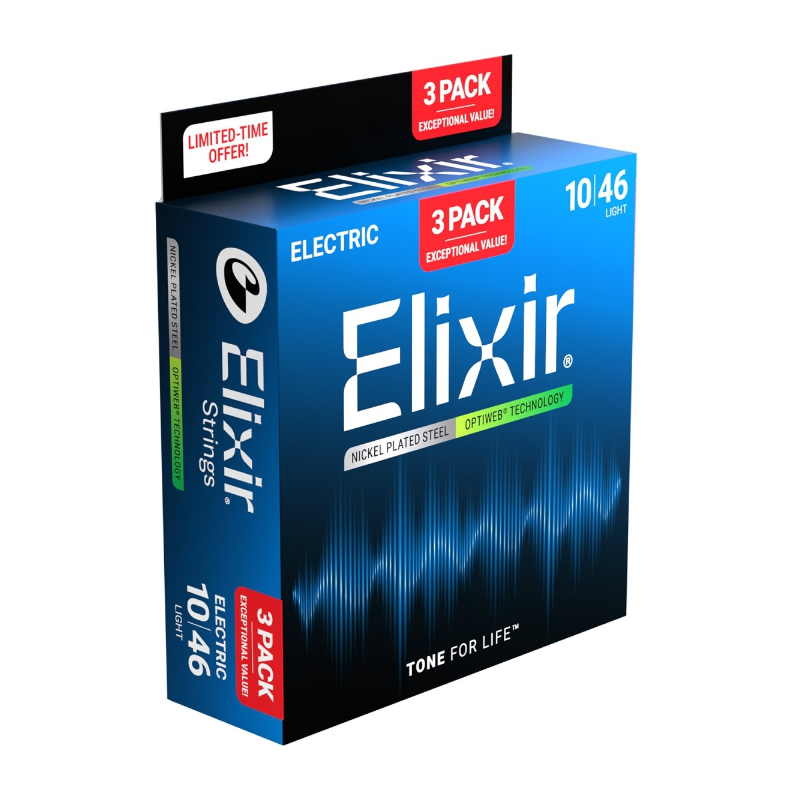 ELIXIR OPTIWEB 3 PACK 10-46 ELECTRIC GUITAR STRINGS