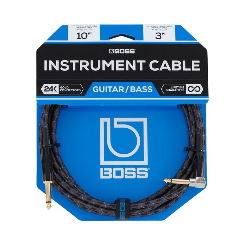 BOSS BIC-10A 3m Instrument Cable, Straight/angle 1/4 jack