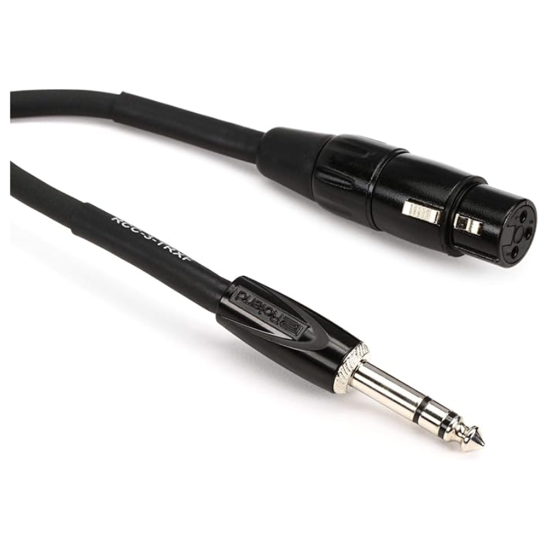 ROLAND RCC-3-TRXF Black Series MICROPHONE Cable TRS STEREO male to XLR female, 3 ft