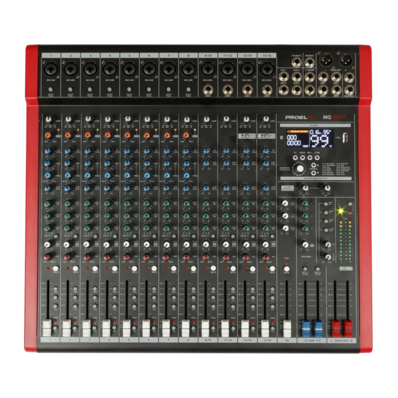 PROEL MQ1642X 16-input mixer with effect and USB PLAYER BLUETOOTH