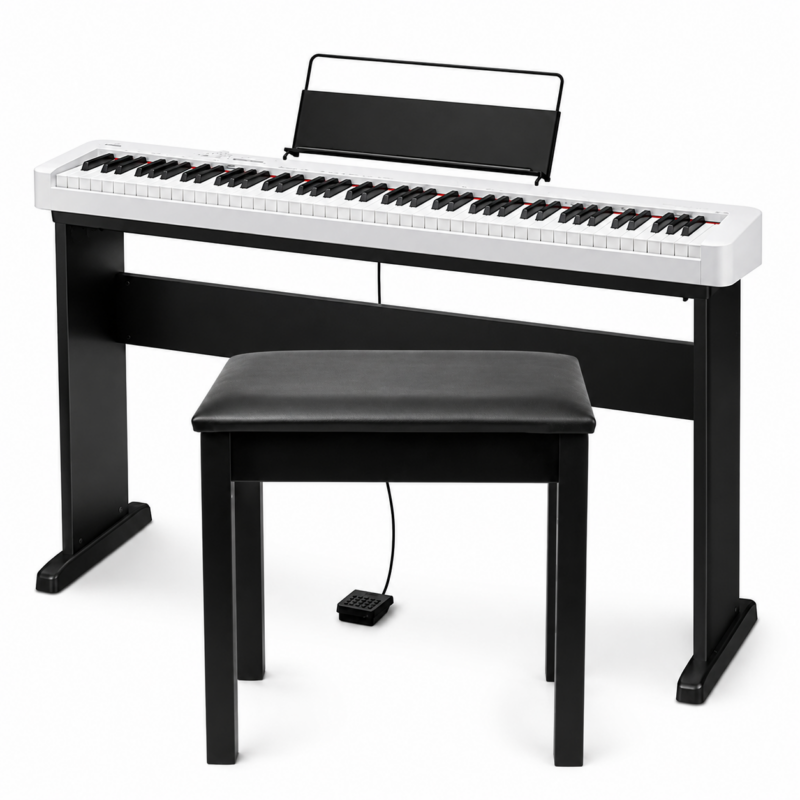 CASIO,CDP-S110WH BUNDLE WITH WOODEN STAND AND BENCH