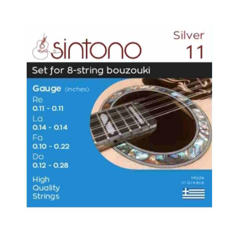 SINTONO Nο.11 Σετ Χορδές Μπουζούκι 8χορδου ,0,11-0,11 / Λα 0,14-0,14 / Φα 0,11-0,22 / Ντο 0.12-0,28