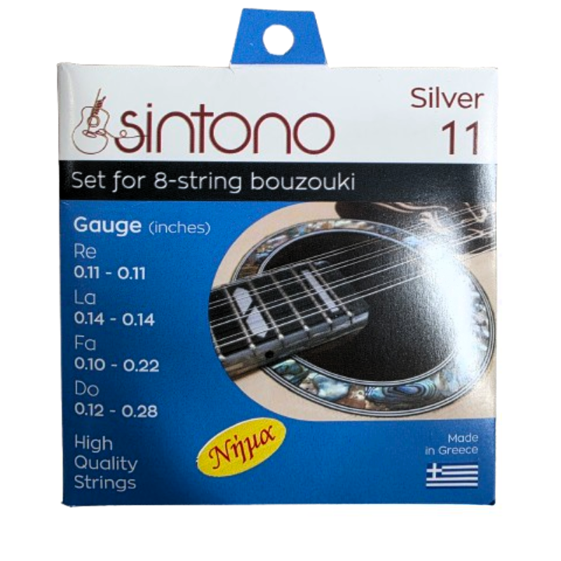 SINTONO ΝΗΜΑ Σετ Χορδές Μπουζούκι 8χορδου Ρε 11-11 / Λα 14-14 / Φα 10-22 / Ντο 12-28