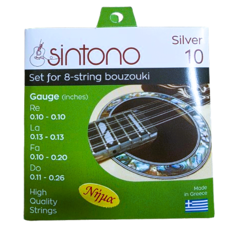 SINTONO ΝΗΜΑ Σετ Χορδές Μπουζούκι 8χορδου Ρε10-10 / Λα 13-13 / Φα 0,10-0,20 / Ντο 11-26