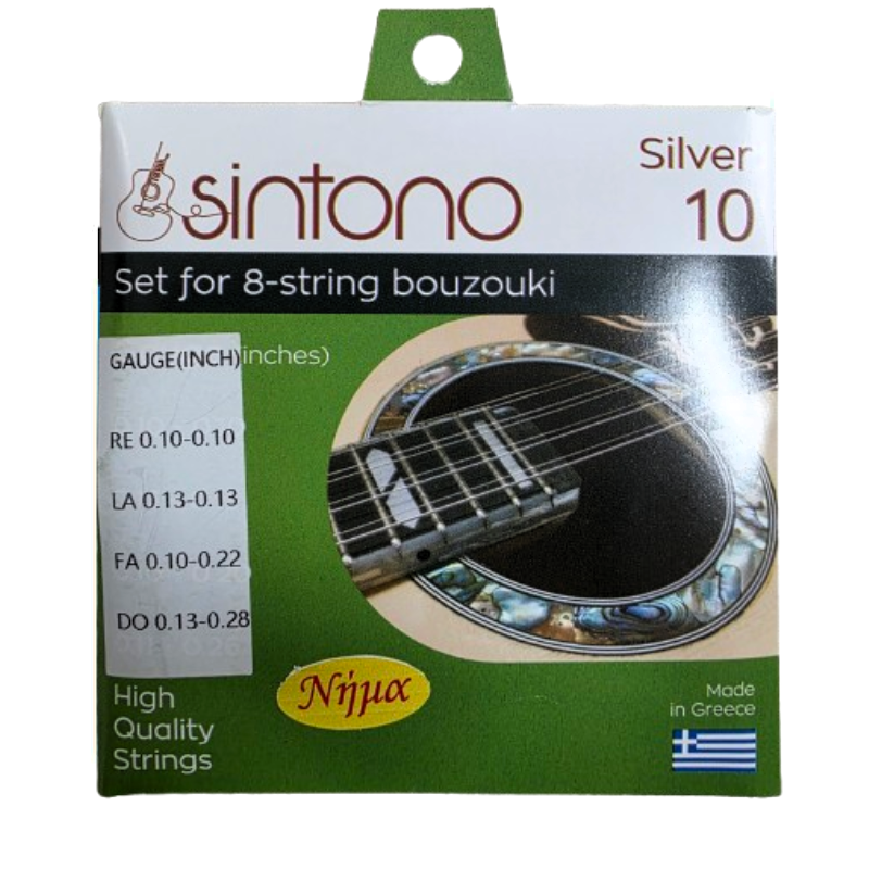 SINTONO ΝΗΜΑ Σετ Χορδές Μπουζούκι 8χορδου Ρε 10-10 / Λα 13-13 / Φα 0,10-0,22 / Ντο 13-28