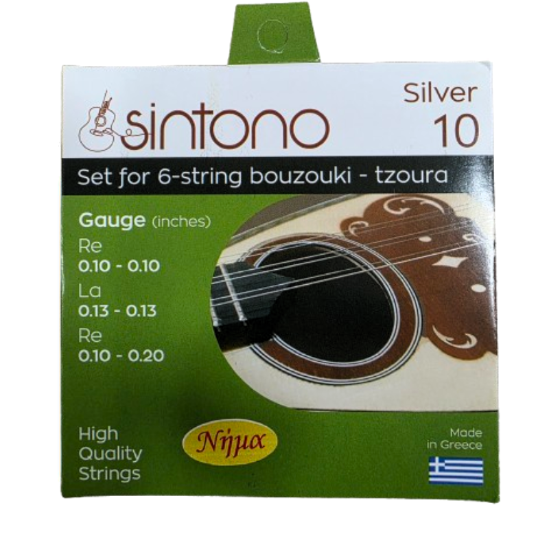 SINTONO ΝΗΜΑ Σετ Χορδές Μπουζούκι 6χορδου SILVER 10/ΤΖΟΥΡΑ 10-10 / 13-13 / 10-20