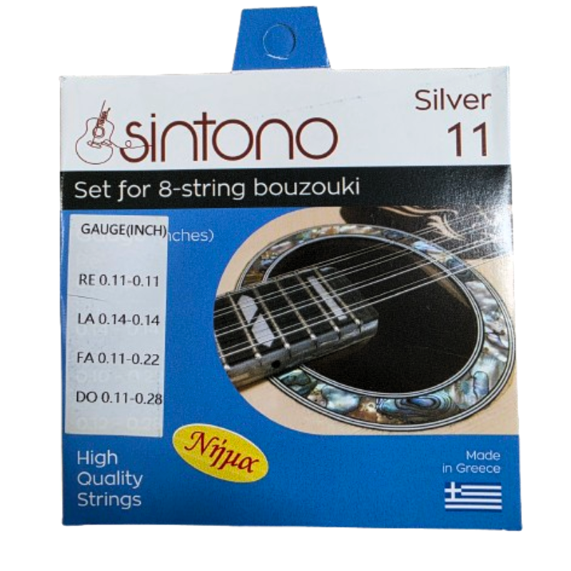 SINTONO ΝΗΜΑ Σετ Χορδές Μπουζούκι 8χορδου Ρε 11-11 / Λα 14-14 / Φα 11-22 / Ντο 11-28
