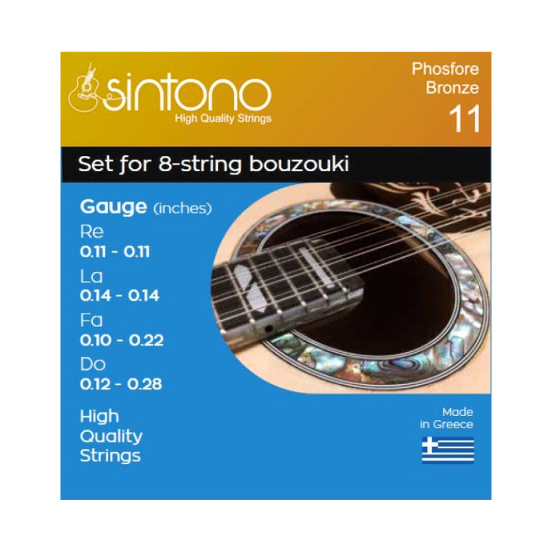 SINTONO BRONZE11 Σετ Χορδές Μπουζούκι 8χορδου Ρε 11-11 / Λα 14-14 / Φα10-22 / Ντο 12-28