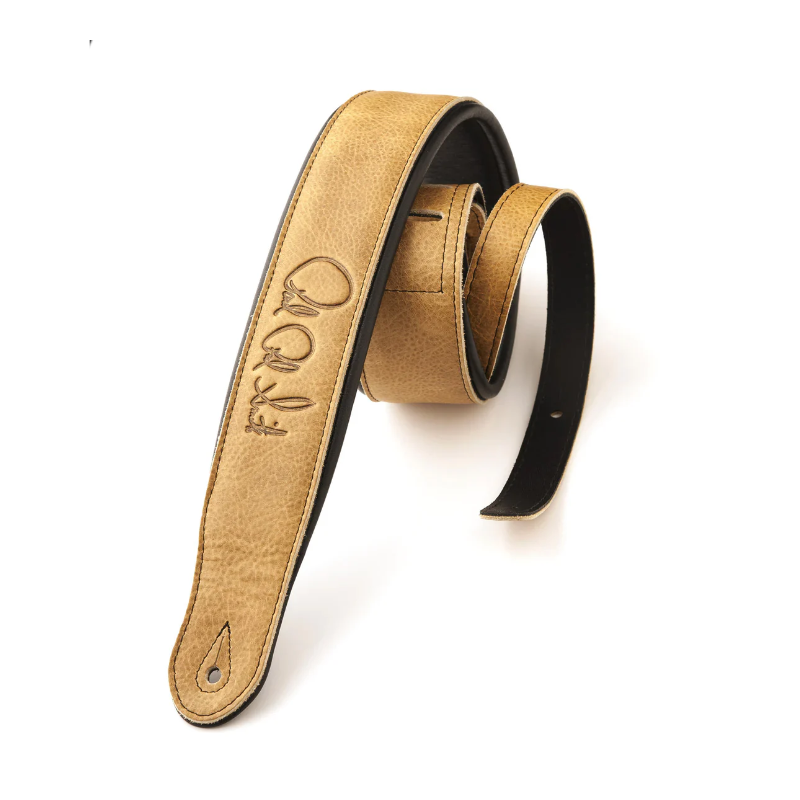 PRS Padded Leather Signature Guitar Strap, Sandstone/Black