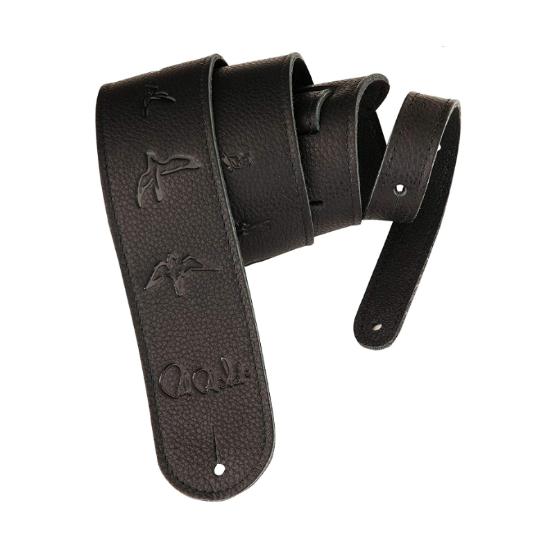 PRS Embossed Birds Leather Guitar Strap - Black