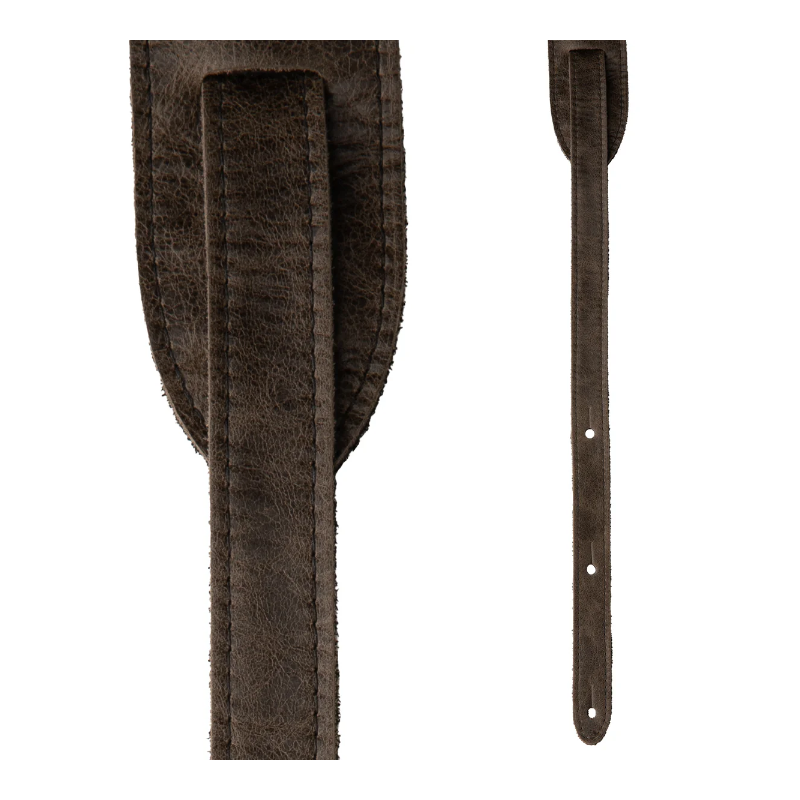 PRS Embossed Birds Leather Guitar Strap - Worn Black