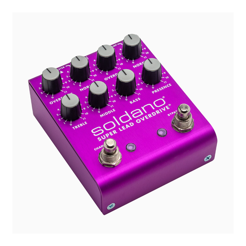 Soldano SLO Plus Purple Overdrive pedal crunch and high-gain channels of this amplifier