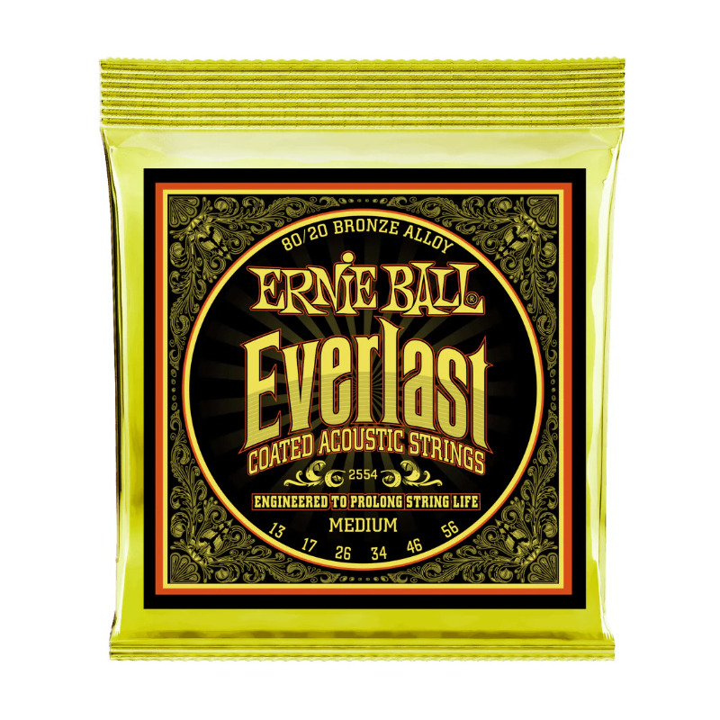 ERNIE BALL P02554 EVERLAST COATED BRONZE ACOUSTIC GUITAR STRINGS 13-56