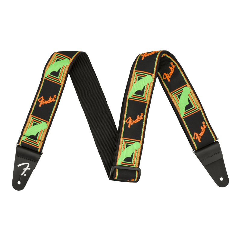 FENDER 0990681301 STRAP FENDER NEON MONOGRAMMED, GREEN/ORANGE