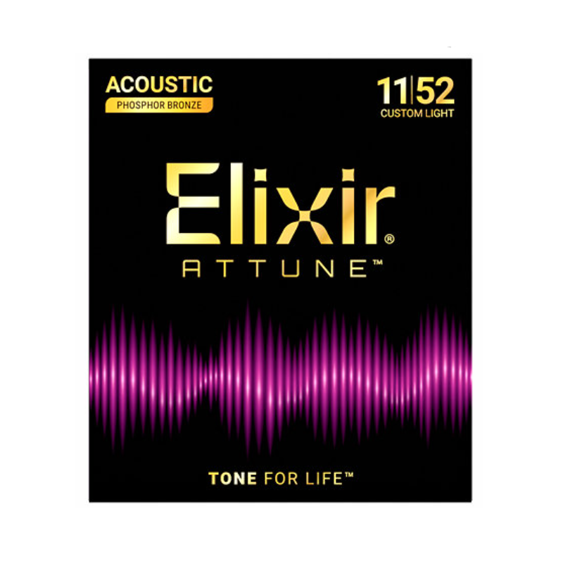 Elixir Attune 11/52 Phosphor Bronze Set of Strings for Acoustic Guitar 21027