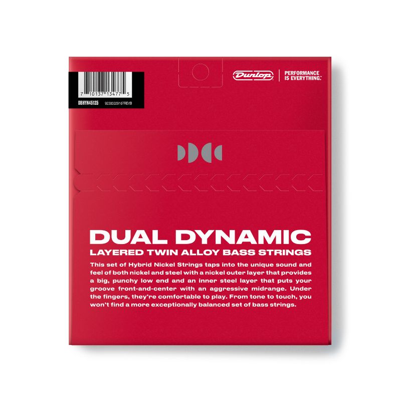 DUNLOP DUAL DYNAMIC LAYERED TWIN ALLOY HYBRID WOUND NICKEL BASS STRINGS 45-125 | 5-STRING